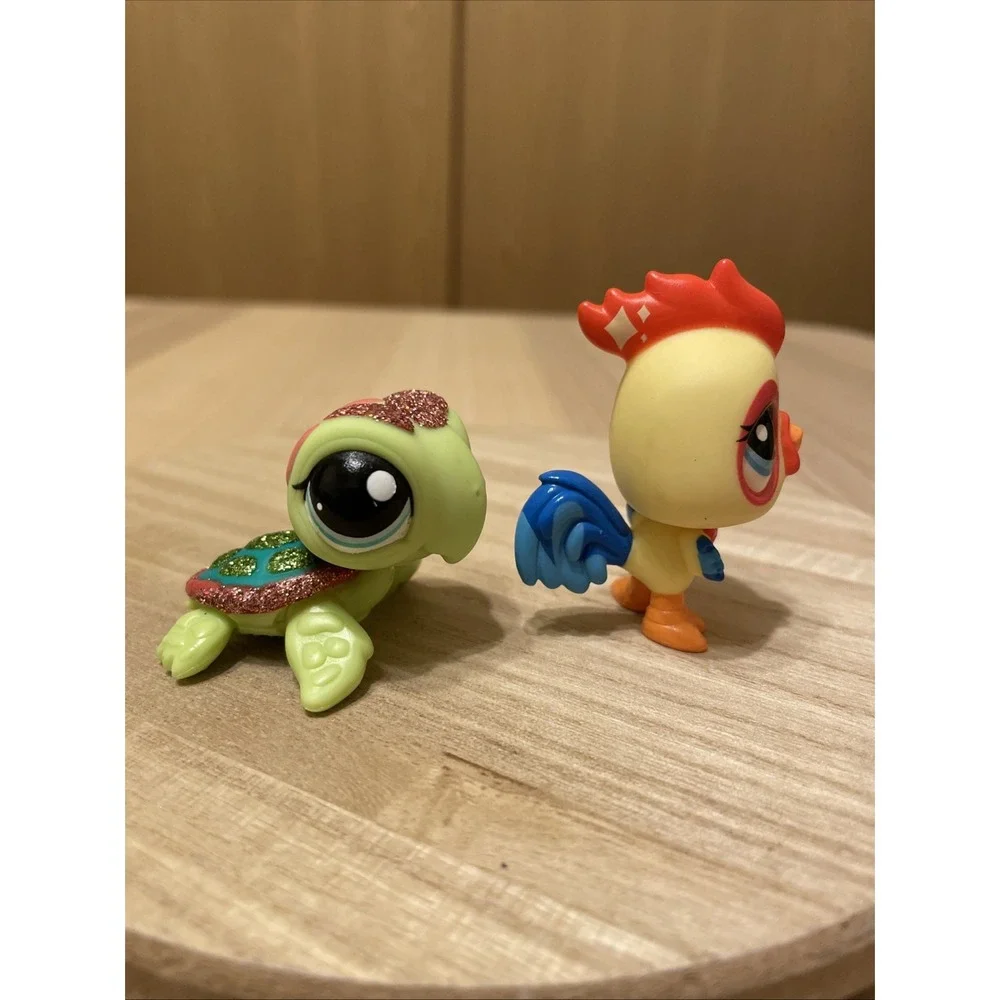 Littlest Pet Shop LPS Lot of 2 Rooster #2358 Sea Turtle #2149 Hasbro Figures